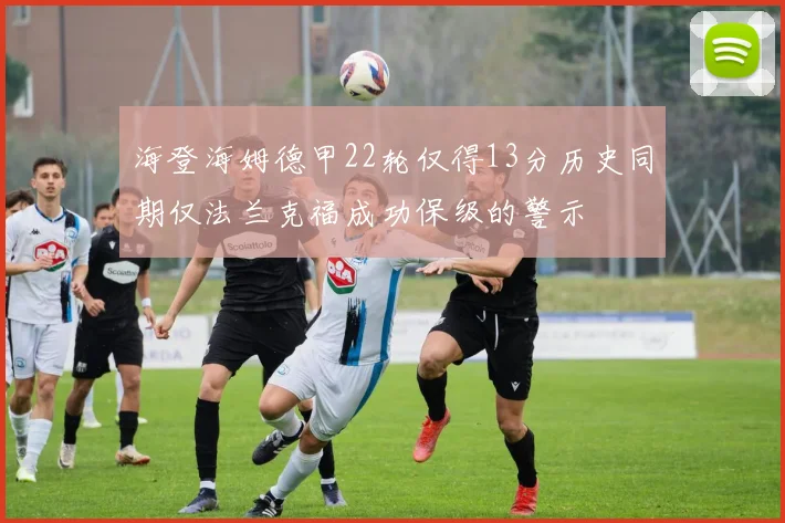 海登海姆德甲22轮仅得13分历史同期仅法兰克福成功保级的警示